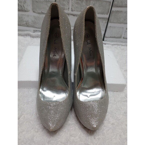 Le Miu Women's Elsa-B Stiletto Heel Shoes Silver  8 - Picture 8 of 15
